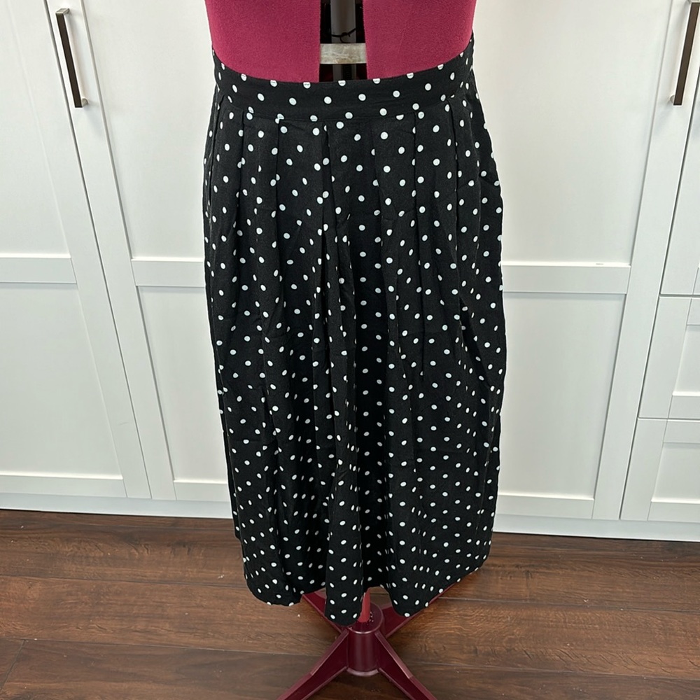 Vintage Black Skirt with Light Blue Polka Dots